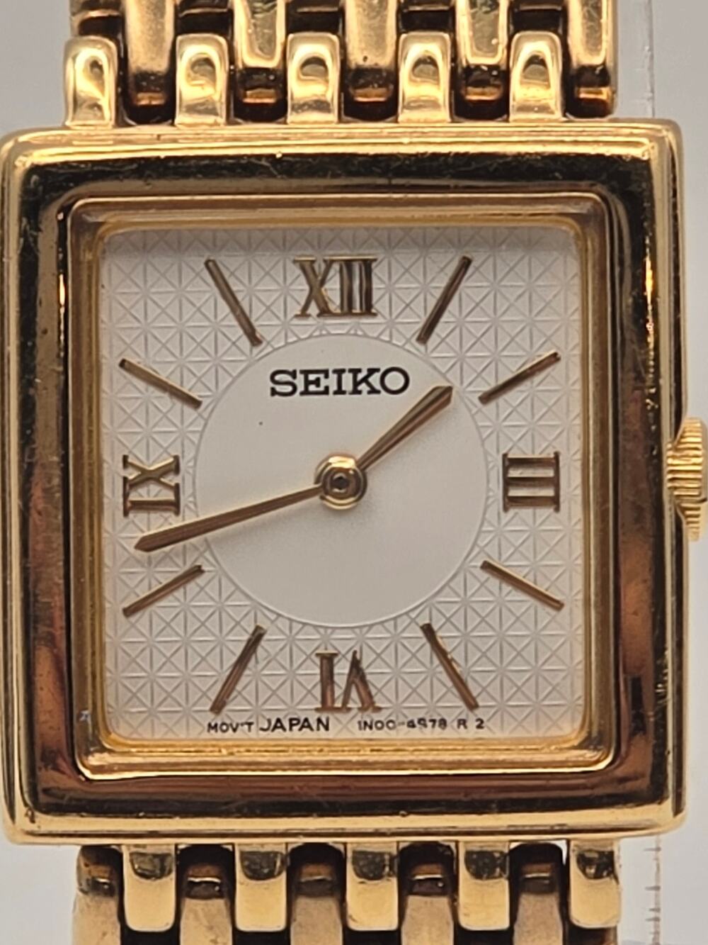 Vintage Seiko Ladies Tank Watch 1N00-6H39 Gold Quartz